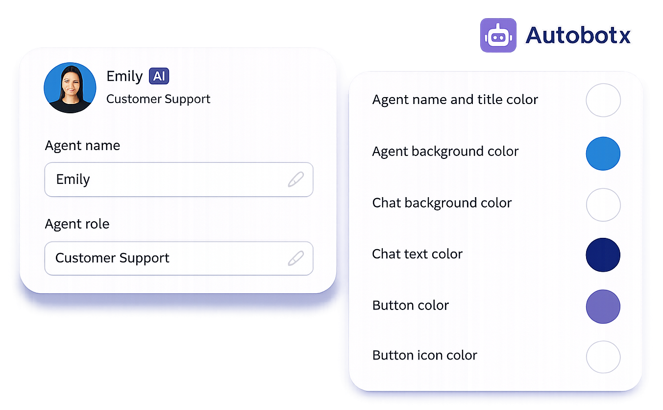 Customizable design — agent profile and chat colors