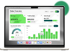 Real-time analytics dashboard on laptop